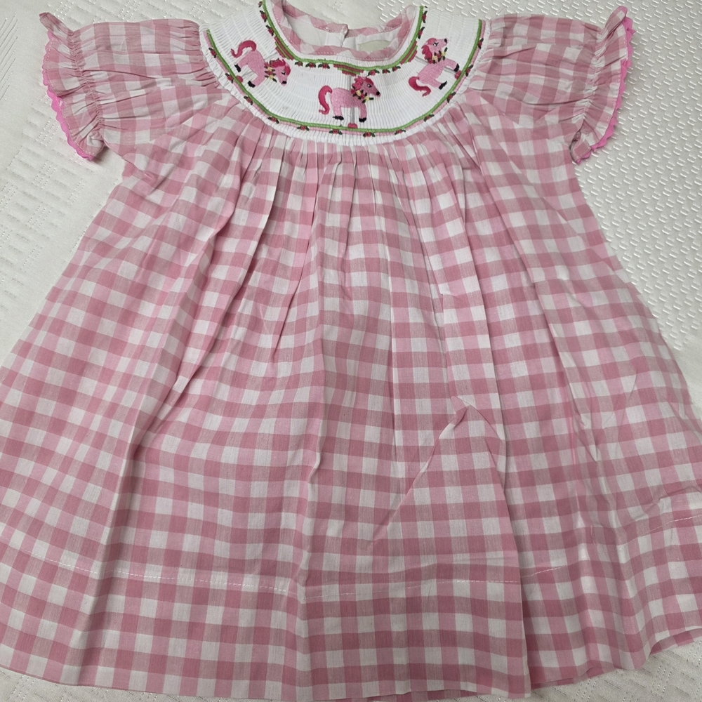 Honeydew Intimates Pink and White Gingham Smocked Kids Dress